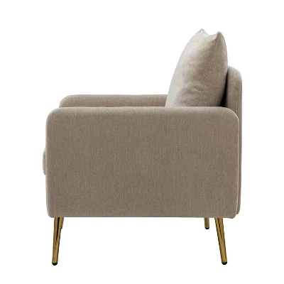 Giovann Wooden Upholstered Accent Chair Comfy Armchair Living Room And Bedroom Armchair With Metal Legs | Karat Home - Image 2