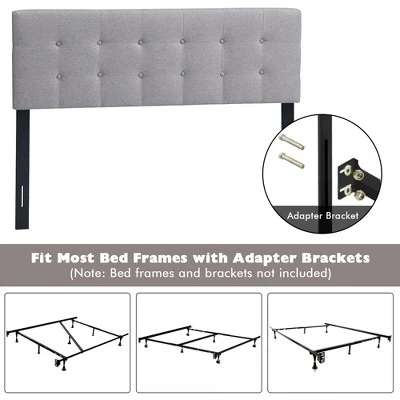 Costway Full/Queen Size Headboard Linen Fabric Upholstered Button Tufted Solid Wood Leg - Image 8