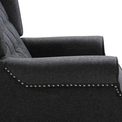 HOMCOM Fabric Upholstered Wingback Recliner, Tufted Back Linen Arm Chair With Footrest, Armrest, Padded Cushion, Dark Grey - Image 5