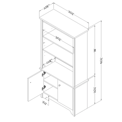 61" Vito 3 Shelf Bookcase With Doors - South Shore - Image 8