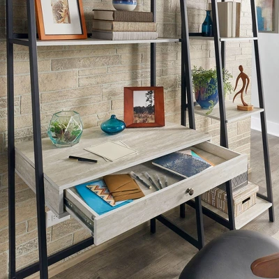 3pc Neveah Marble Ladder Desk And Bookcase Set Matte Black - Inspire Q - Image 3