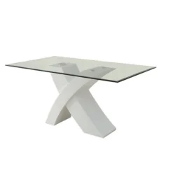60" Pervis Dining Table White/Clear Glass - Acme Furniture