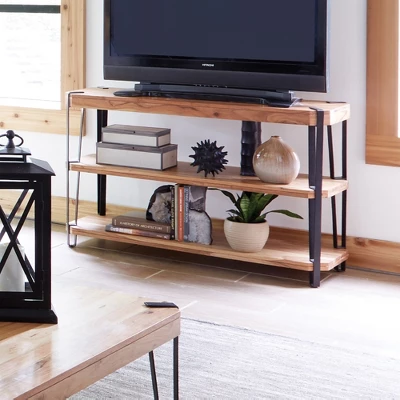 Alaterre Furniture Ryegate Metal And Wood TV Stand For TVs Up To 55" Natural Brown - Image 2