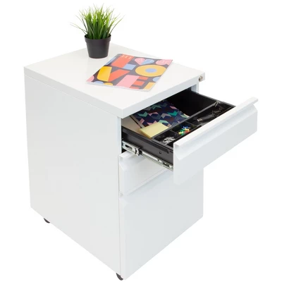 Mount-It! Mobile File Cabinet With 3 Drawers, Under Desk Rolling Storage , White - Image 3