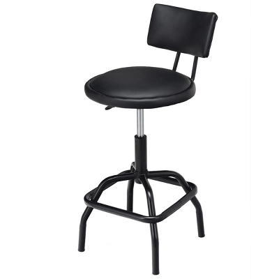 Costway Adjustable Swivel Bar Stool PU Leather Steel Frame Chair W/Backrest&Footrest Low Back - Image 7
