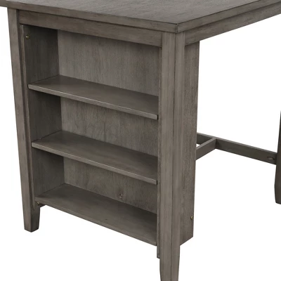 3-Piece Counter Height Dining Table Set With Storage Shelf And Padded Stools-ModernLuxe - Image 5