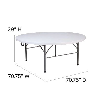 Flash Furniture 5.89-Foot Round Bi-Fold Granite White Plastic Banquet And Event Folding Table With Carrying Handle - Image 2