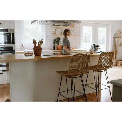 2pk Stool Balka Rattan Counter Height Barstool Rattan/Black - South Shore - Image 5