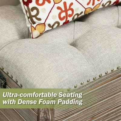 LuxenHome 47.2-Inch Wide Upholstered Wood Storage Bench. - Image 9