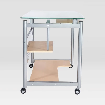 Rolling Computer Desk Glass/Silver - Techni Mobili - Image 5