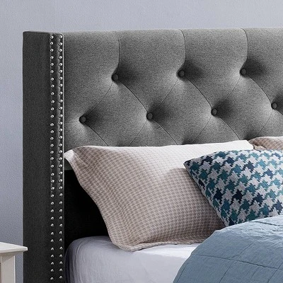 Queen Roz Upholstered Traditional Bed Charcoal Gray - Christopher Knight Home - Image 2