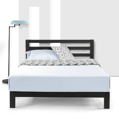 10" Modernista Classic Metal Platform Bed With Headboard Black - Mellow