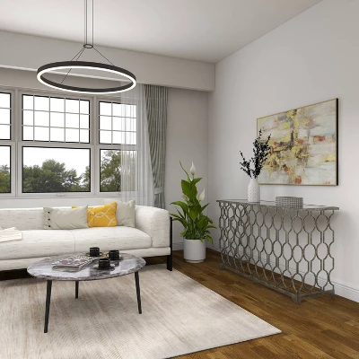 Contemporary Metal Pattern Console Table Silver - Olivia & May - Image 11