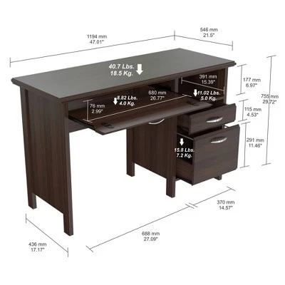 47" Computer Desk Espresso - Inval - Image 4