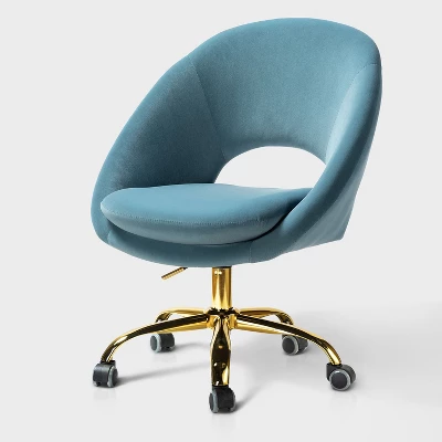 Hector Velvet ErgonomicTask Chair Home Office Desk Chair Swivel Adjustable With Open Back Design| Karat Home - Image 18