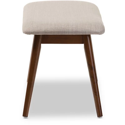 Flora Mid-Century Modern Light Gray Fabric & Oak Medium Brown Finishing Wood Dining Bench - Baxton Studio - Image 2