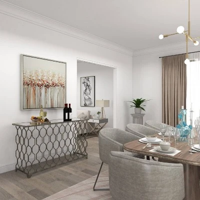 Contemporary Metal Pattern Console Table Silver - Olivia & May - Image 14