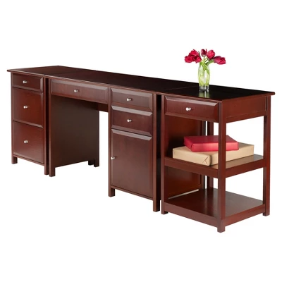 3pc Delta Set Home Office Group Walnut - Winsome - Image 2