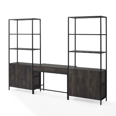 3pc Jacobsen Desk And Large Etagere Set Brown Ash - Crosley - Image 9
