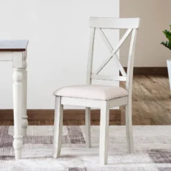 Set Of 2 Lafayette Wood Upholstered Dining Chairs - Vifah