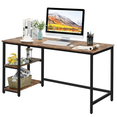 Costway 55'' Computer Desk Office Study Table Workstation Home W/ Adjustable Shelf Black/Coffee/Brown - Image 11