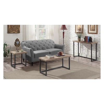 Laredo Parquet Console Table Natural/Black - Breighton Home - Image 3