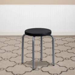 Emma And Oliver Stackable Stool With Silver Powder Coated Frame