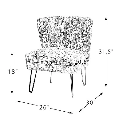 Bernarda Living Room Armless Accent Chair With Floral Pattern | Karat Home-FLORAL - Image 9