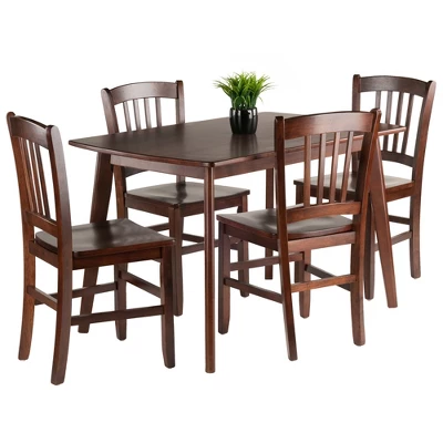 5pc Shaye Dining Table With Slat Back Chairs Walnut - Winsome