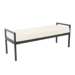 Modern Metal Sherpa Bench Cream - HomePop