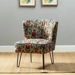 Bernarda Living Room Armless Accent Chair With Floral Pattern | Karat Home-FLORAL