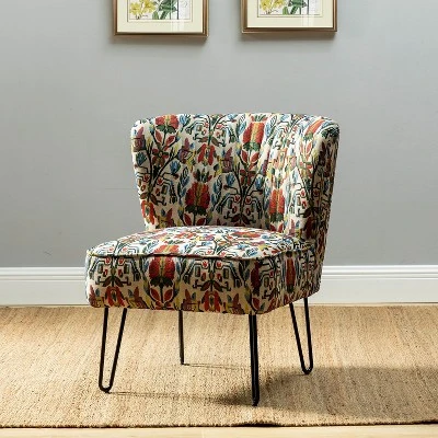 Bernarda Living Room Armless Accent Chair With Floral Pattern | Karat Home-FLORAL