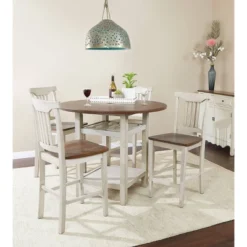 5pc Berkley Counter Height Dining Set Antique White - OSP Home Furnishings