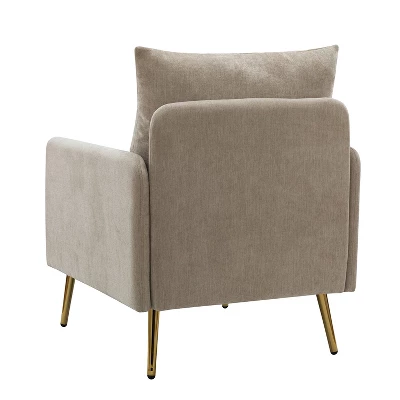 Giovann Wooden Upholstered Accent Chair Comfy Armchair Living Room And Bedroom Armchair With Metal Legs | Karat Home - Image 3