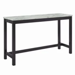 New Classic Furniture Celeste Kitchen Dining Set Wooden Faux Marble Top Theater Bar Accent Table With 3 Memory Foam Stools, Black