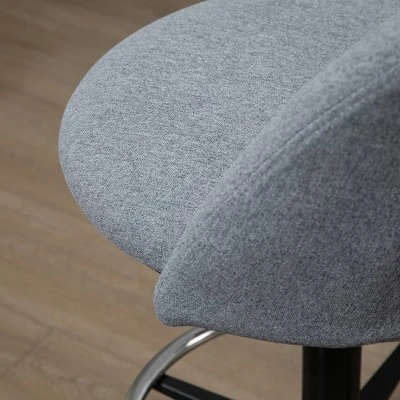 Vinsetto Ergonomic Rolling Drafting Chair For Standing Desk, Linen Office Stool With Adjustable Foot Ring And Steel Base - Image 5