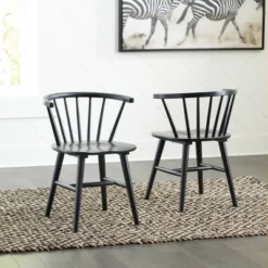 Set Of 2 Otaska Dining Room Armless Side Chairs Black - Signature Design By Ashley