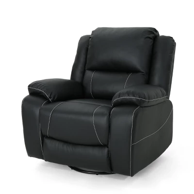 Malic Classic Tufted PU Leather Swivel Recliner - Christopher Knight Home - Image 5