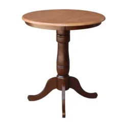 30" Round Top Pedestal Counter Height Table Cinnamon/Brown - International Concepts