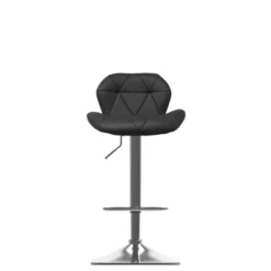 Set Of 2 Adjustable Hex Design Bonded Leather Barstool - Corliving