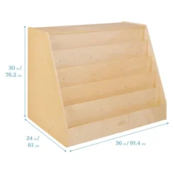 ECR4Kids Double-Sided Mobile Book Display With Storage, Classroom Bookshelf, Natural