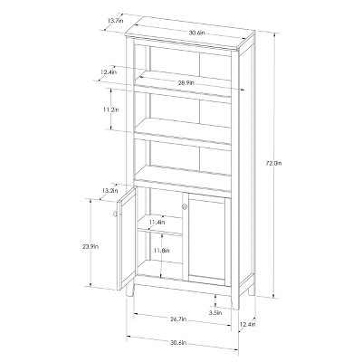 72" Carson 5 Shelf Bookcase With Doors - Threshold - Image 6