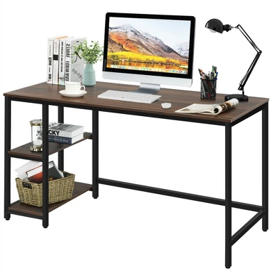 Costway 55'' Computer Desk Office Study Table Workstation Home W/ Adjustable Shelf Black/Coffee/Brown - Image 12