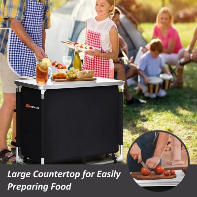 Costway Portable BBQ Aluminum Camping Table Kitchen Cook Station W/ Storage Organizer - Image 4