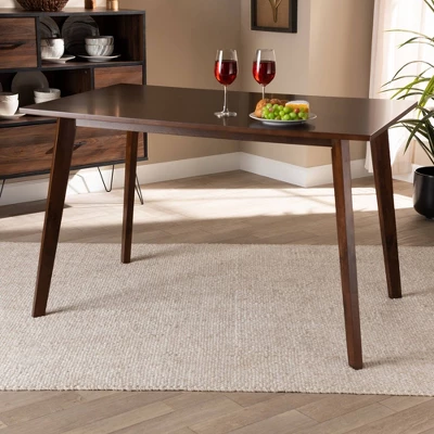Britte Rectangular Wood Dining Table Walnut - Baxton Studio - Image 3