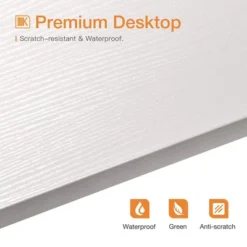 ODK Corner Triangle Vintage Wooden Steel Frame Computer Desk Workstation With Open Storage Space And Keyboard Tray