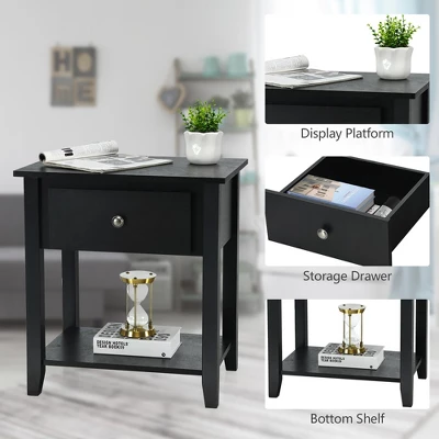 Costway Nightstand Beside Table Chest Sofa Table End Table Accent Table White - Image 7