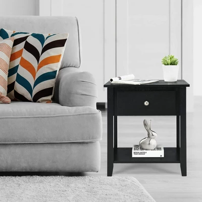 Costway Nightstand Beside Table Chest Sofa Table End Table Accent Table White - Image 4