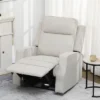 HOMCOM Electric Power Recliner Armchair With USB Charging Station, Sofa Recliner With Linen Upholstered Seat And Retractable Footrest, Cream White