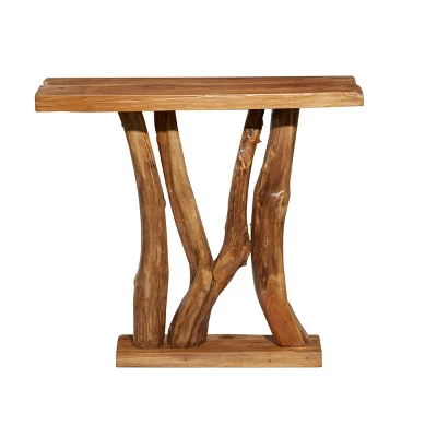 Contemporary Teak Wood Console Table Brown - Olivia & May - Image 2